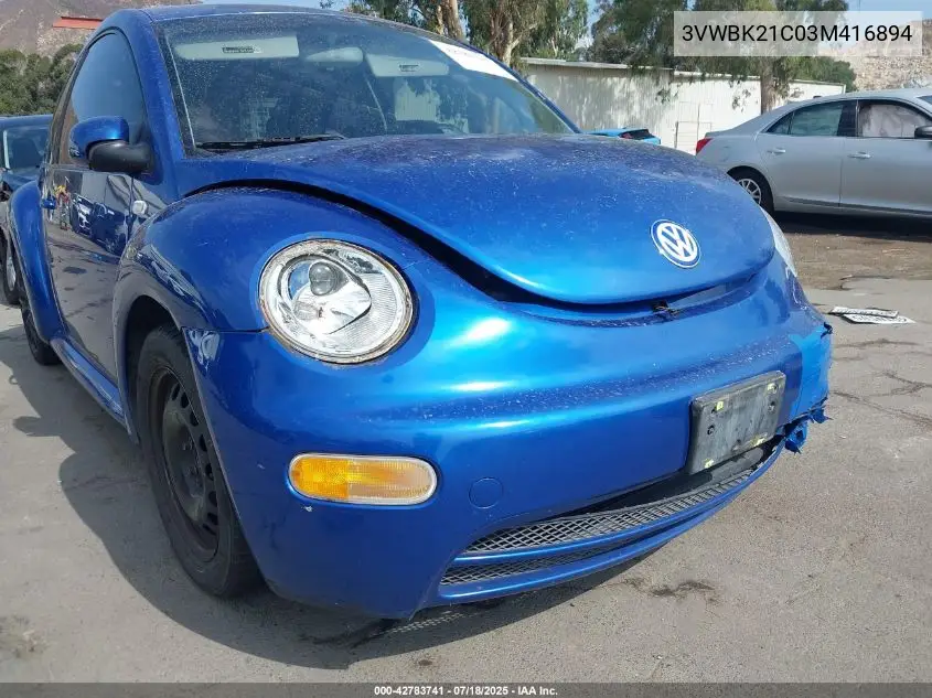 2003 Volkswagen New Beetle Gl VIN: 3VWBK21C03M416894 Lot: 42783741