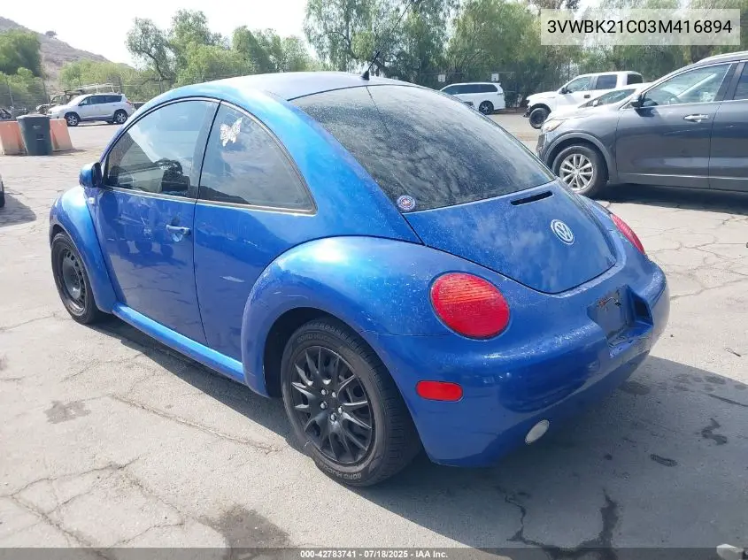 2003 Volkswagen New Beetle Gl VIN: 3VWBK21C03M416894 Lot: 42783741