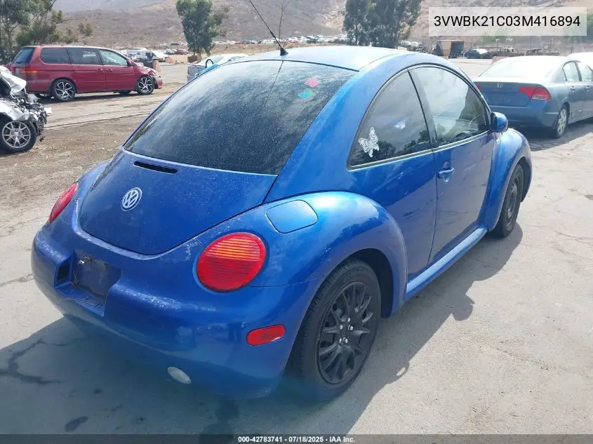 2003 Volkswagen New Beetle Gl VIN: 3VWBK21C03M416894 Lot: 42783741