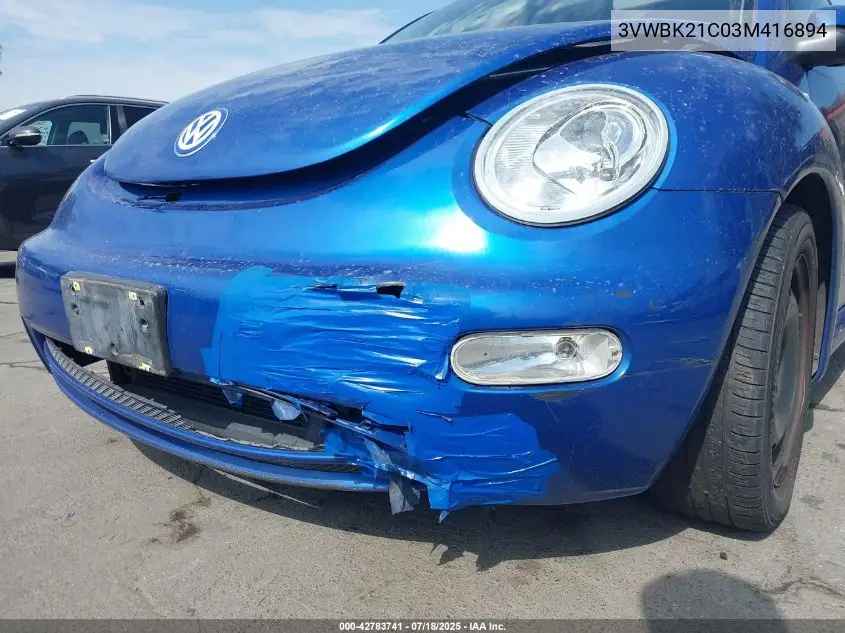 2003 Volkswagen New Beetle Gl VIN: 3VWBK21C03M416894 Lot: 42783741