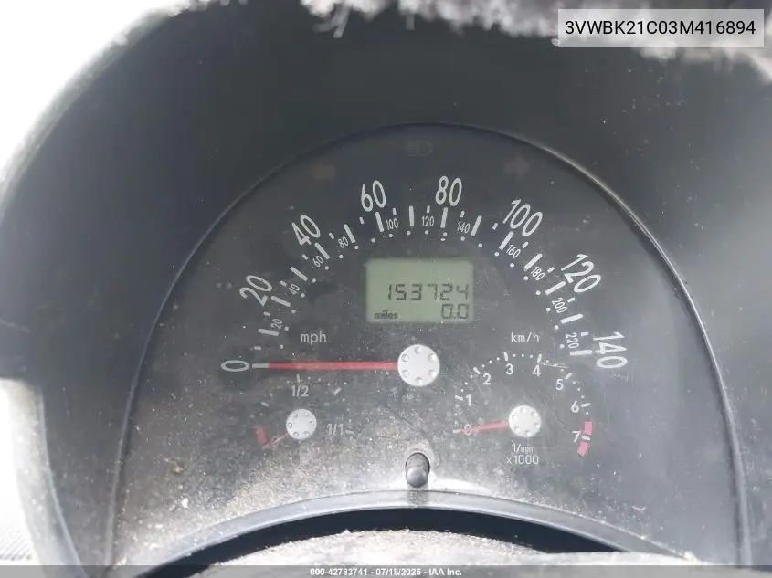 2003 Volkswagen New Beetle Gl VIN: 3VWBK21C03M416894 Lot: 42783741