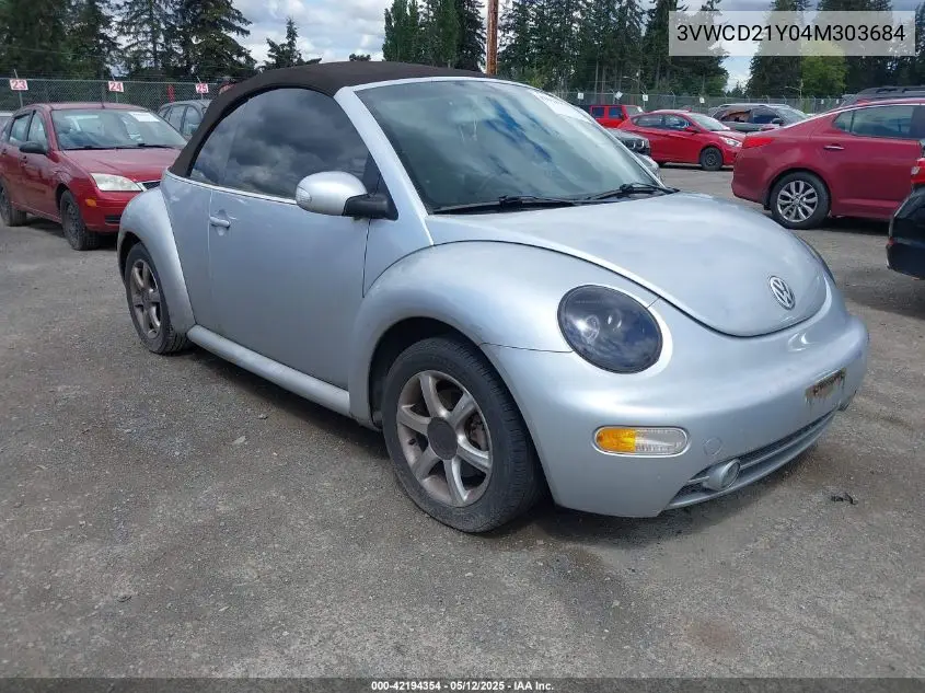 2004 Volkswagen New Beetle Gls 1.8T VIN: 3VWCD21Y04M303684 Lot: 42194354