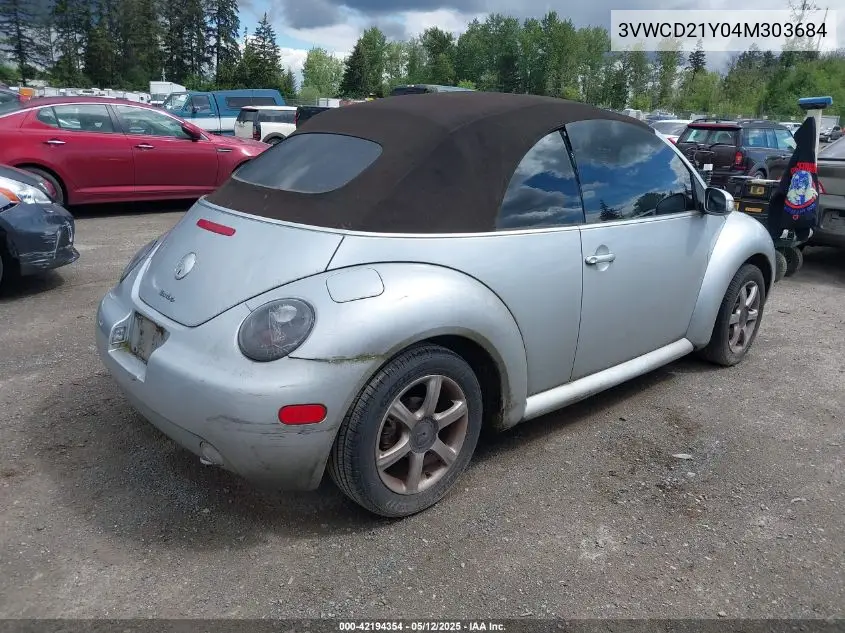 2004 Volkswagen New Beetle Gls 1.8T VIN: 3VWCD21Y04M303684 Lot: 42194354