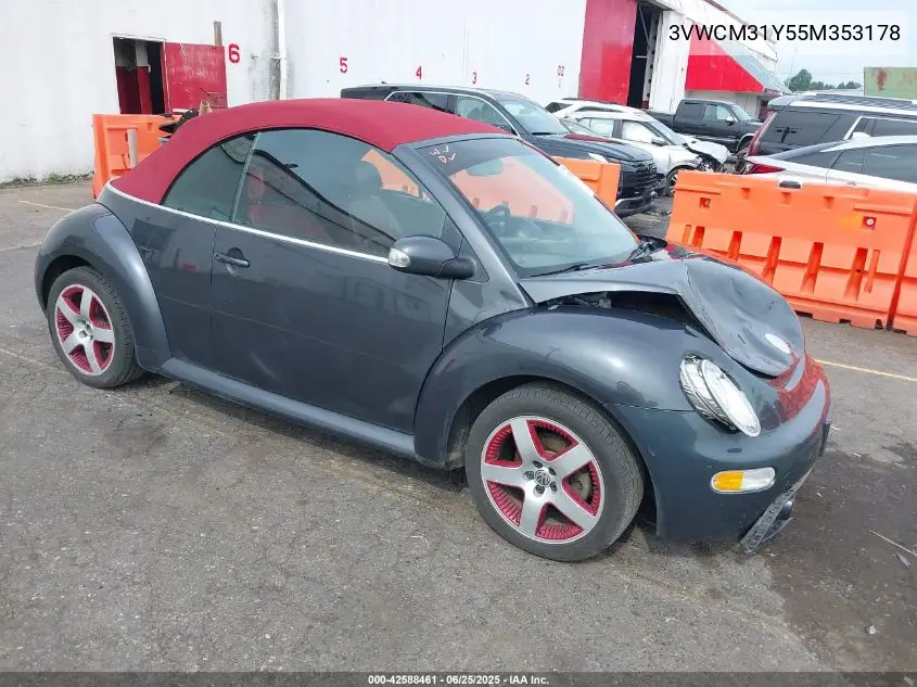 2005 Volkswagen New Beetle Gls VIN: 3VWCM31Y55M353178 Lot: 42588461