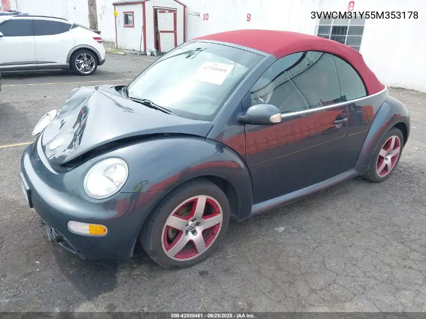 2005 Volkswagen New Beetle Gls VIN: 3VWCM31Y55M353178 Lot: 42588461