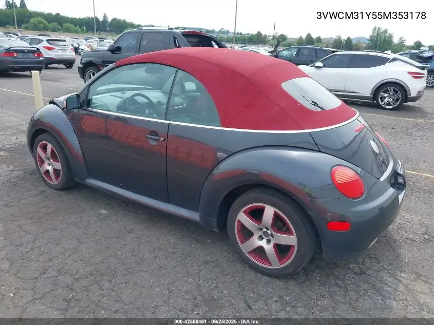 2005 Volkswagen New Beetle Gls VIN: 3VWCM31Y55M353178 Lot: 42588461