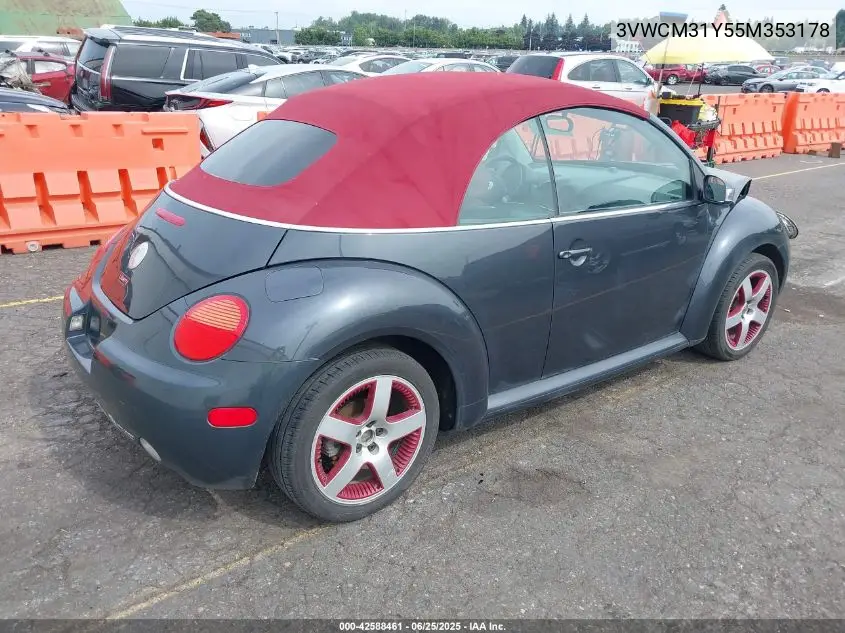 2005 Volkswagen New Beetle Gls VIN: 3VWCM31Y55M353178 Lot: 42588461