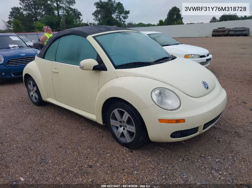 2006 Volkswagen New Beetle 2.5 VIN: 3VWRF31Y76M318728 Lot: 42218337
