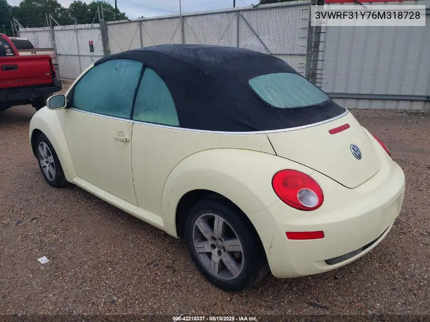 2006 Volkswagen New Beetle 2.5 VIN: 3VWRF31Y76M318728 Lot: 42218337