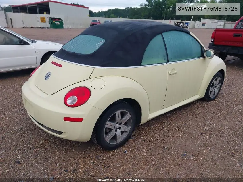 2006 Volkswagen New Beetle 2.5 VIN: 3VWRF31Y76M318728 Lot: 42218337