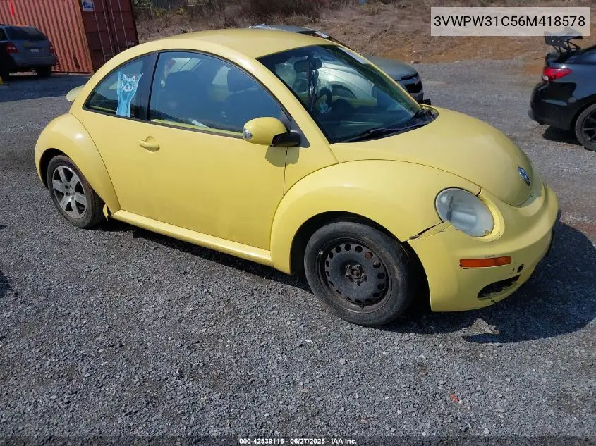 2006 Volkswagen New Beetle 2.5 VIN: 3VWPW31C56M418578 Lot: 42539116