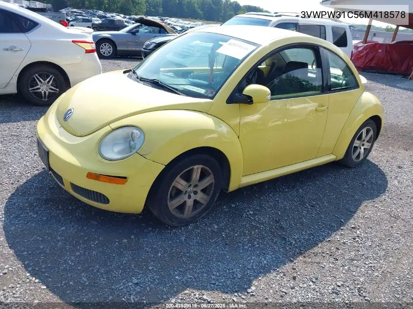 2006 Volkswagen New Beetle 2.5 VIN: 3VWPW31C56M418578 Lot: 42539116