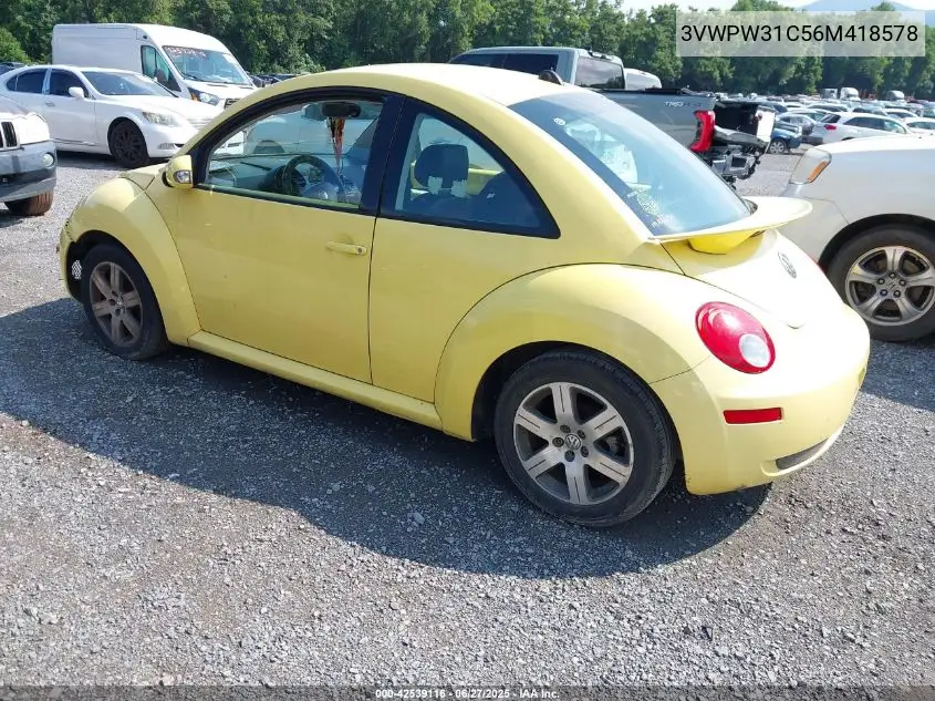 2006 Volkswagen New Beetle 2.5 VIN: 3VWPW31C56M418578 Lot: 42539116