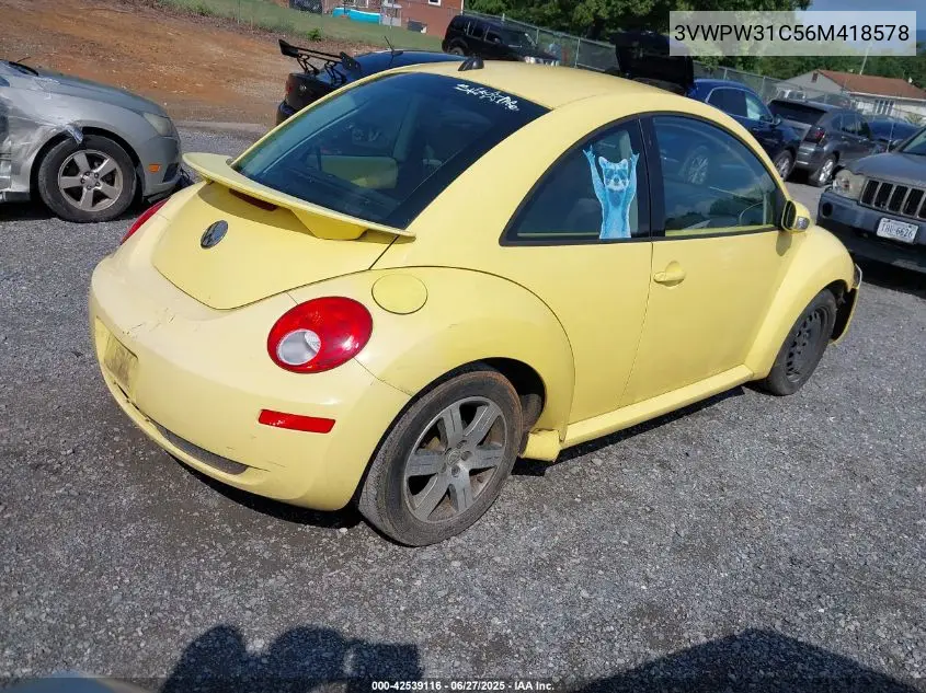 2006 Volkswagen New Beetle 2.5 VIN: 3VWPW31C56M418578 Lot: 42539116