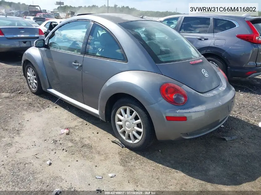 2006 Volkswagen New Beetle 2.5 VIN: 3VWRW31C66M416802 Lot: 42766617