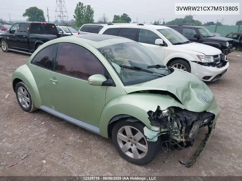 2007 Volkswagen New Beetle 2.5L Luxury VIN: 3VWRW21CX7M513805 Lot: 12328719