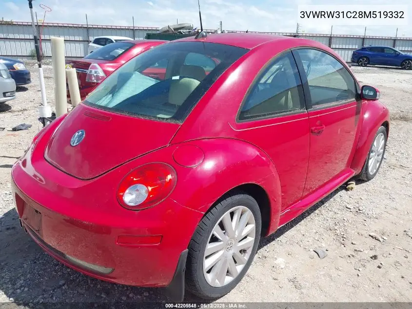 2008 Volkswagen New Beetle S/Se VIN: 3VWRW31C28M519332 Lot: 42205548