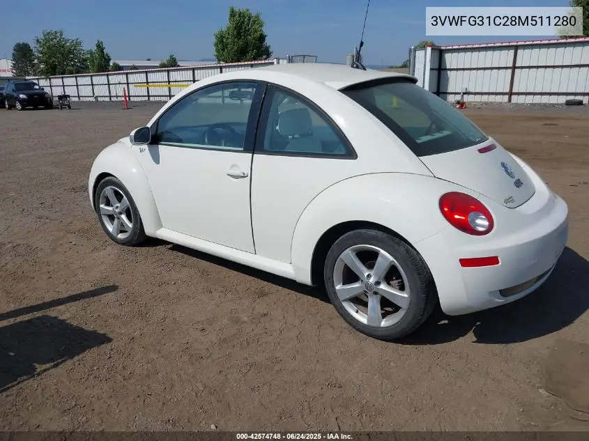 2008 Volkswagen New Beetle Black Tie Edition/Triple White VIN: 3VWFG31C28M511280 Lot: 42574748