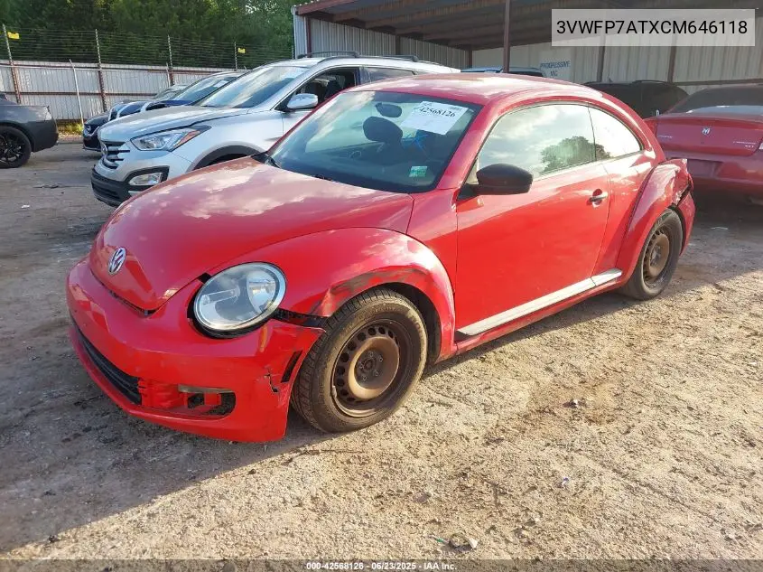2012 Volkswagen Beetle Entry VIN: 3VWFP7ATXCM646118 Lot: 42568126