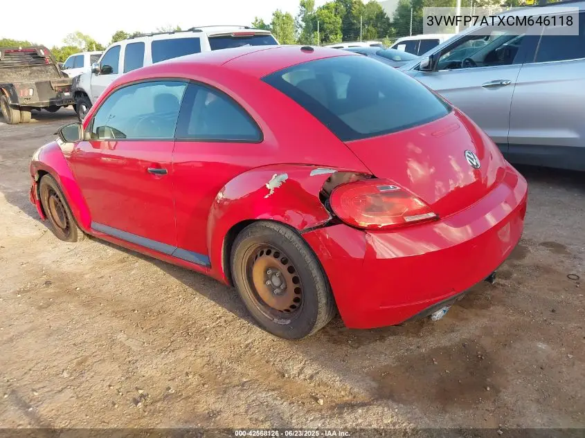 2012 Volkswagen Beetle Entry VIN: 3VWFP7ATXCM646118 Lot: 42568126