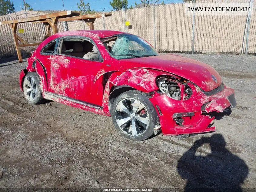 2014 Volkswagen Beetle 2.0T R-Line VIN: 3VWVT7AT0EM603434 Lot: 41944413
