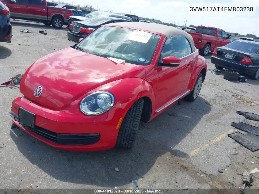 2015 Volkswagen Beetle 1.8T VIN: 3VW517AT4FM803238 Lot: 41812373