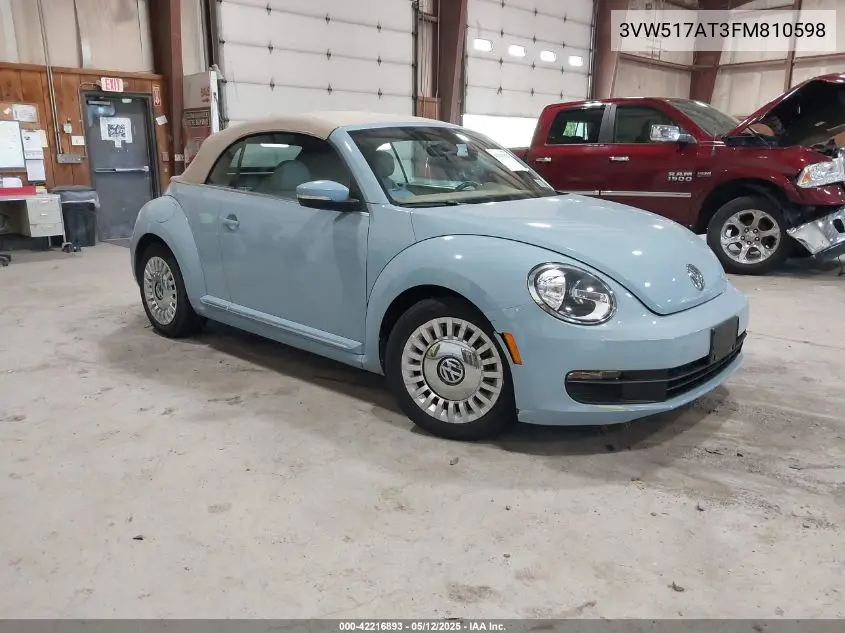 2015 Volkswagen Beetle 1.8T VIN: 3VW517AT3FM810598 Lot: 42216893