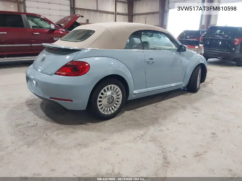 2015 Volkswagen Beetle 1.8T VIN: 3VW517AT3FM810598 Lot: 42216893
