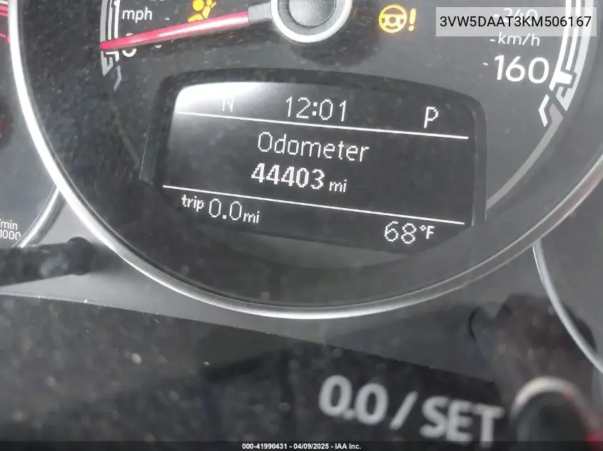 2019 Volkswagen Beetle 2.0T Final Edition Se/2.0T Final Edition Sel/2.0T S/2.0T Se VIN: 3VW5DAAT3KM506167 Lot: 41990431