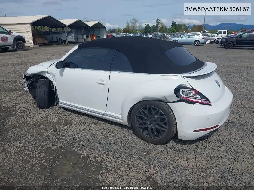 2019 Volkswagen Beetle 2.0T Final Edition Se/2.0T Final Edition Sel/2.0T S/2.0T Se VIN: 3VW5DAAT3KM506167 Lot: 41990431