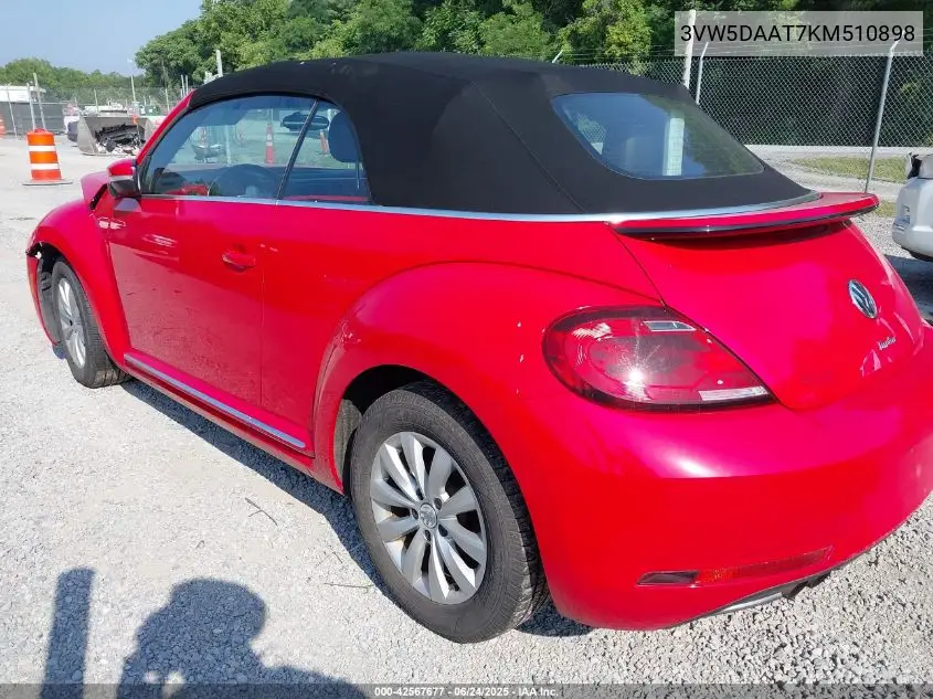 2019 Volkswagen Beetle 2.0T Final Edition Se/2.0T Final Edition Sel/2.0T S/2.0T Se VIN: 3VW5DAAT7KM510898 Lot: 42567677