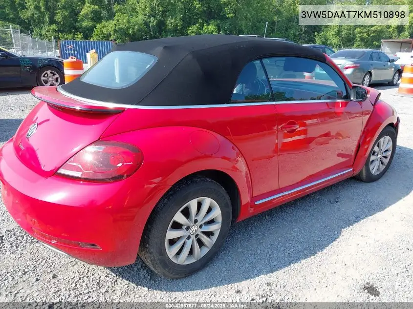 2019 Volkswagen Beetle 2.0T Final Edition Se/2.0T Final Edition Sel/2.0T S/2.0T Se VIN: 3VW5DAAT7KM510898 Lot: 42567677