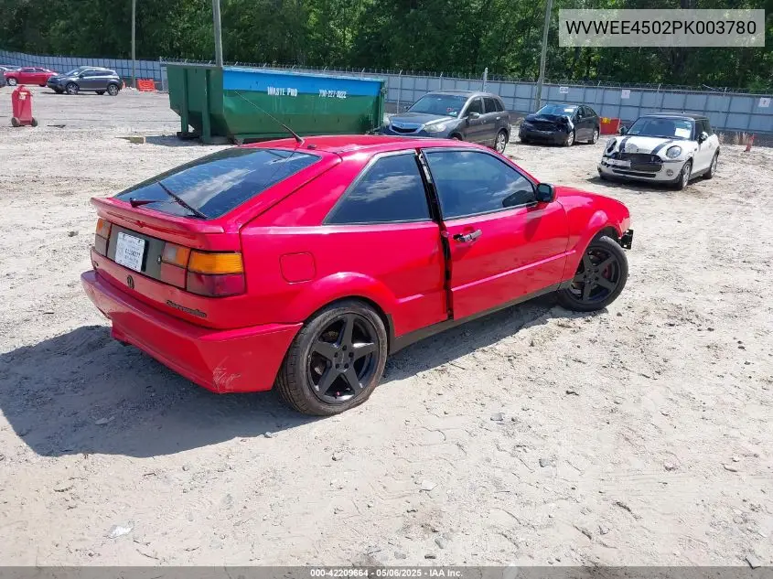 1993 Volkswagen Corrado Slc VIN: WVWEE4502PK003780 Lot: 42209664
