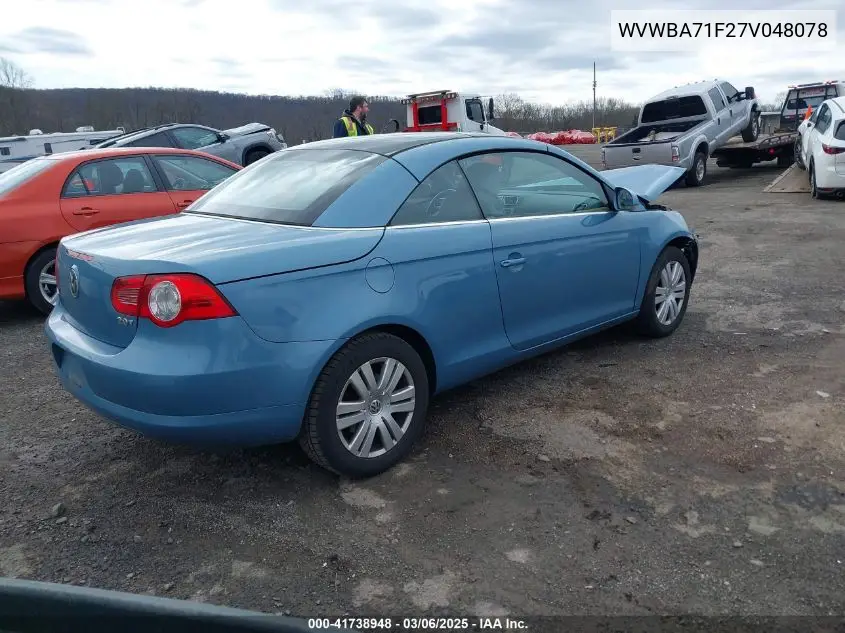 2007 Volkswagen Eos 2.0T VIN: WVWBA71F27V048078 Lot: 41738948