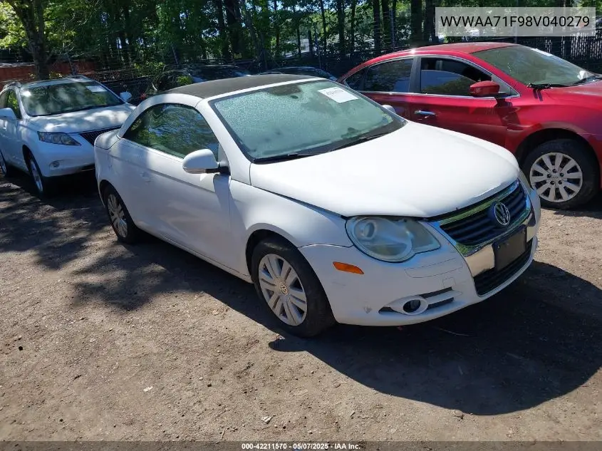 2008 Volkswagen Eos Komfort/Turbo VIN: WVWAA71F98V040279 Lot: 42211570