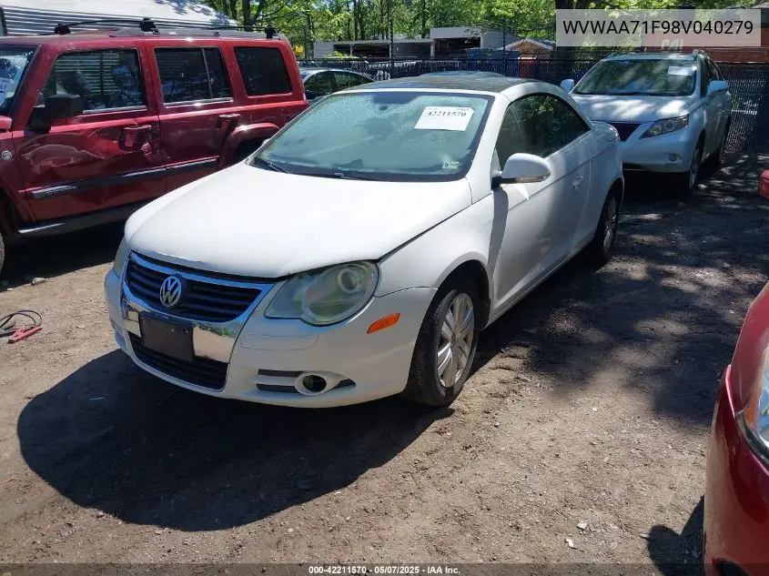 2008 Volkswagen Eos Komfort/Turbo VIN: WVWAA71F98V040279 Lot: 42211570