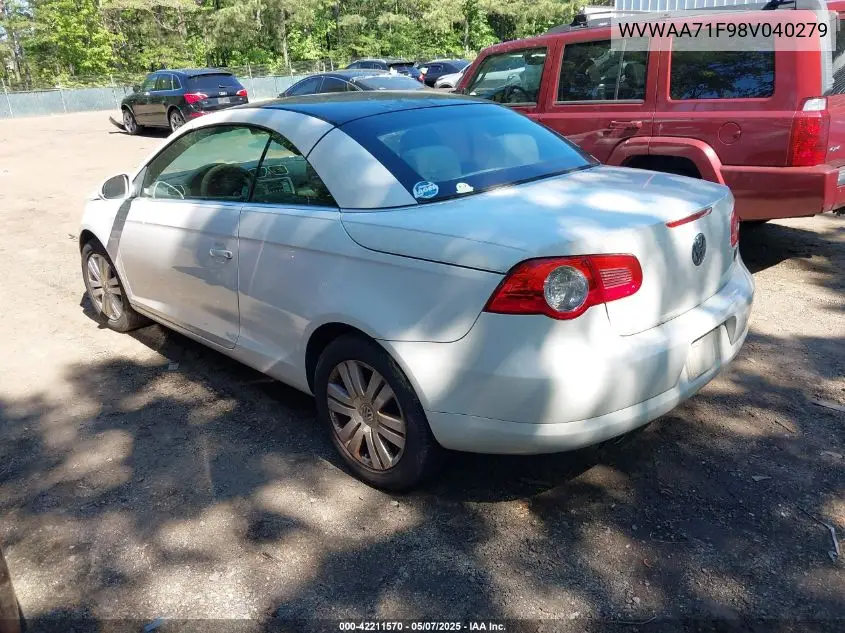 2008 Volkswagen Eos Komfort/Turbo VIN: WVWAA71F98V040279 Lot: 42211570