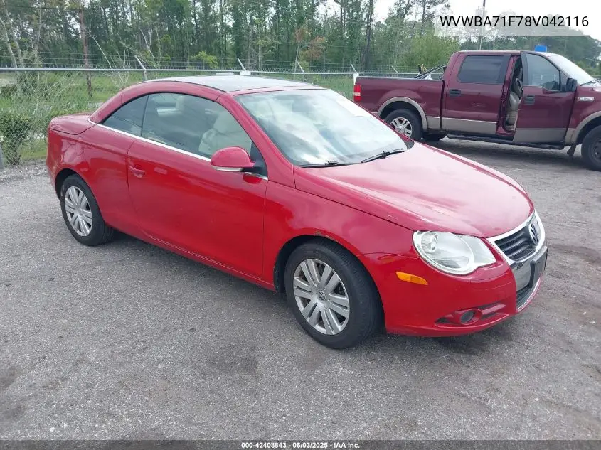 2008 Volkswagen Eos Komfort/Turbo VIN: WVWBA71F78V042116 Lot: 42408843