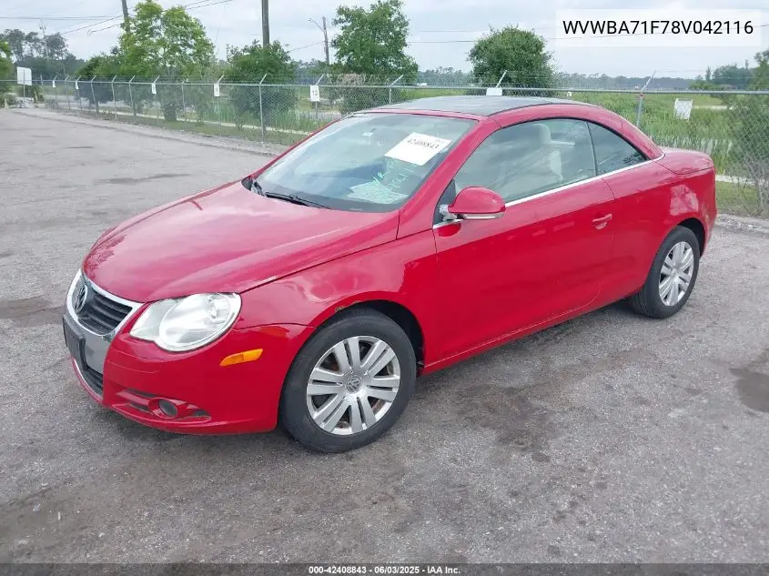 2008 Volkswagen Eos Komfort/Turbo VIN: WVWBA71F78V042116 Lot: 42408843