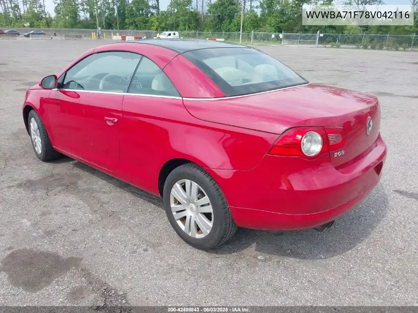 2008 Volkswagen Eos Komfort/Turbo VIN: WVWBA71F78V042116 Lot: 42408843