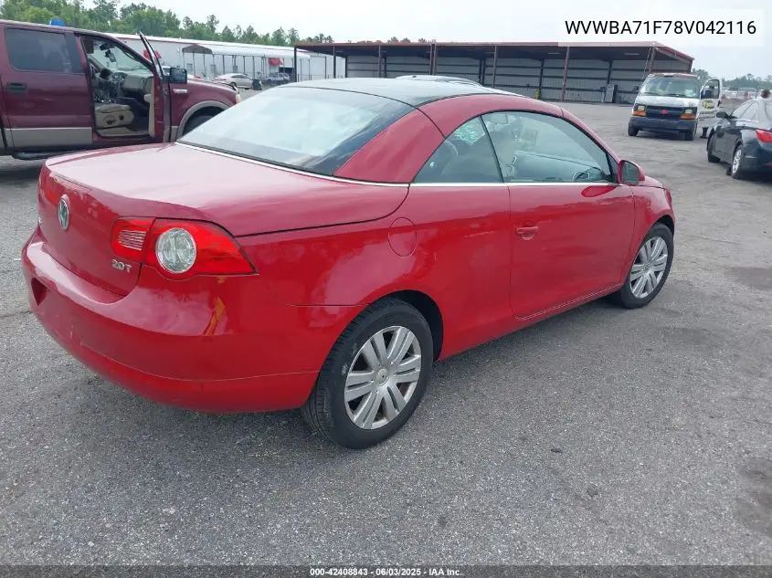 2008 Volkswagen Eos Komfort/Turbo VIN: WVWBA71F78V042116 Lot: 42408843