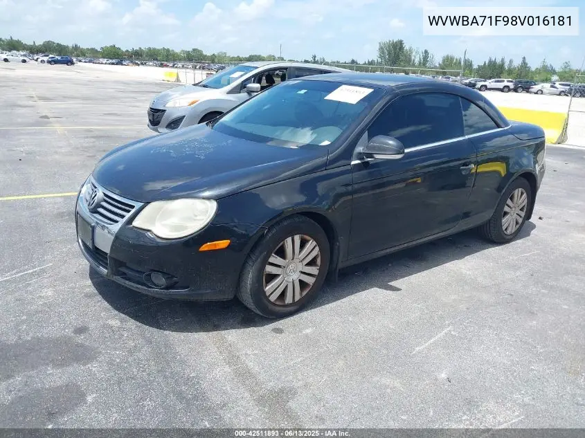 2008 Volkswagen Eos Komfort/Turbo VIN: WVWBA71F98V016181 Lot: 42511893