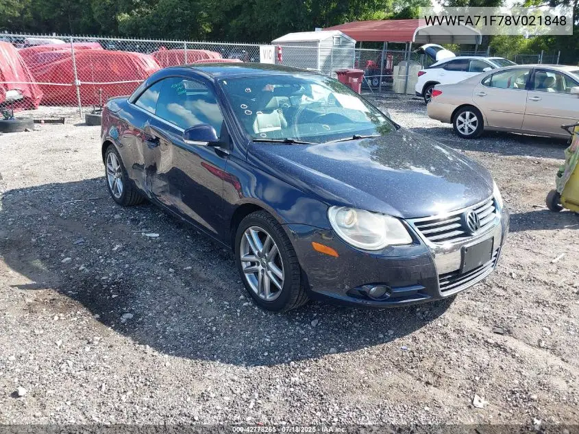 2008 Volkswagen Eos Lux VIN: WVWFA71F78V021848 Lot: 42778265