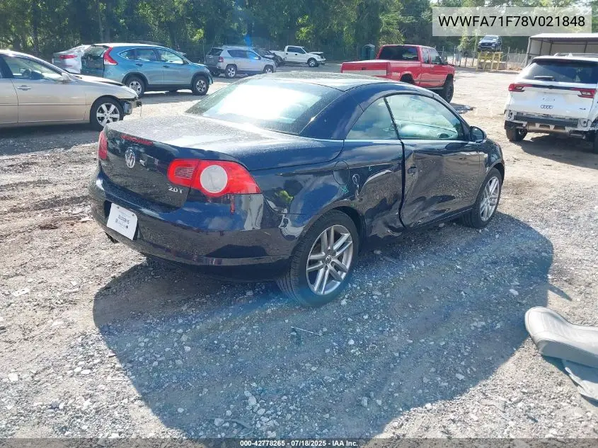 2008 Volkswagen Eos Lux VIN: WVWFA71F78V021848 Lot: 42778265