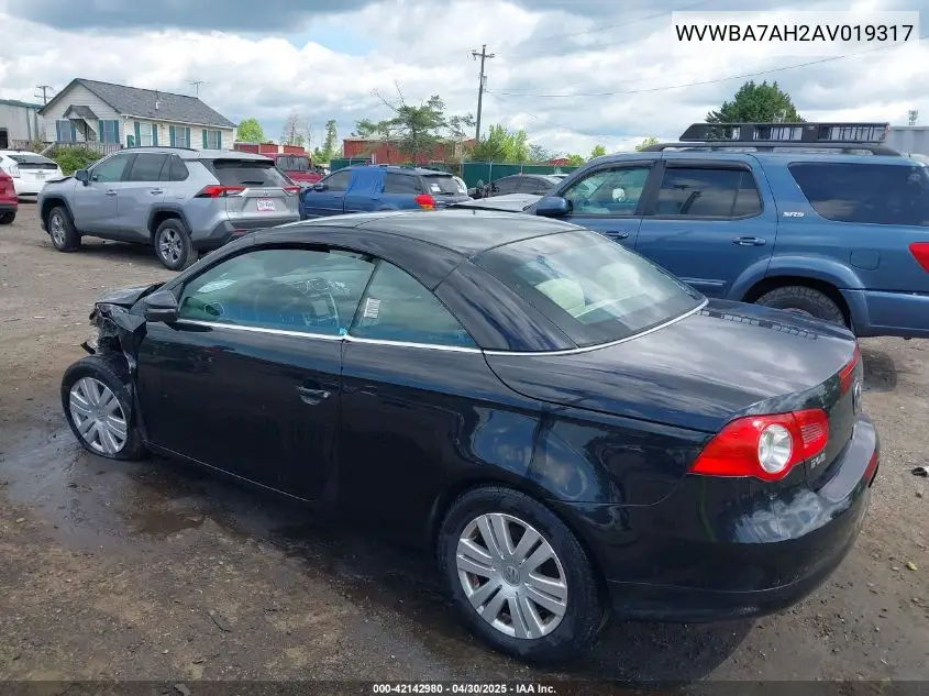 2010 Volkswagen Eos Komfort VIN: WVWBA7AH2AV019317 Lot: 42142980