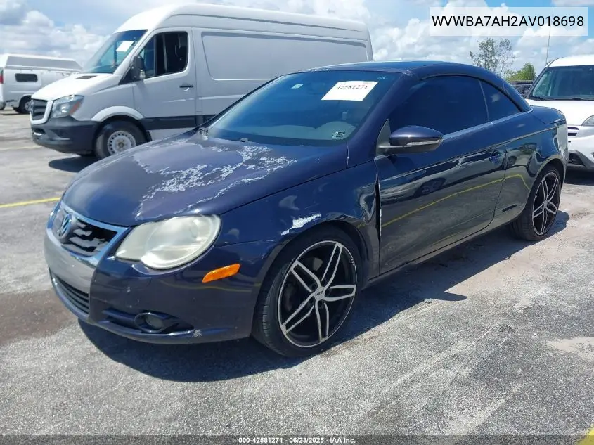 2010 Volkswagen Eos Komfort VIN: WVWBA7AH2AV018698 Lot: 42581271