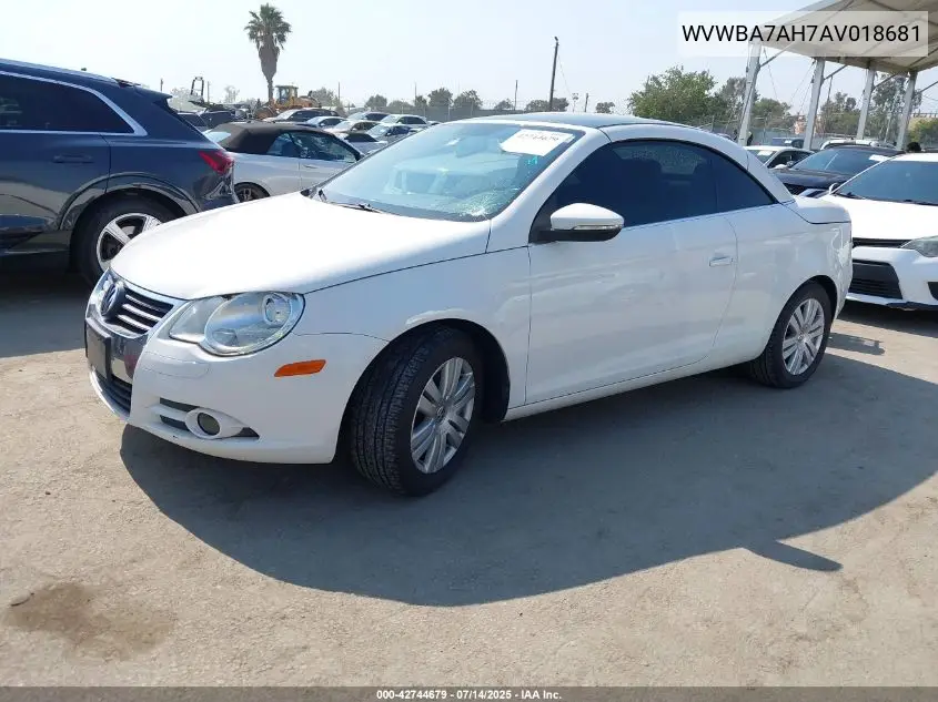 2010 Volkswagen Eos Komfort VIN: WVWBA7AH7AV018681 Lot: 42744679