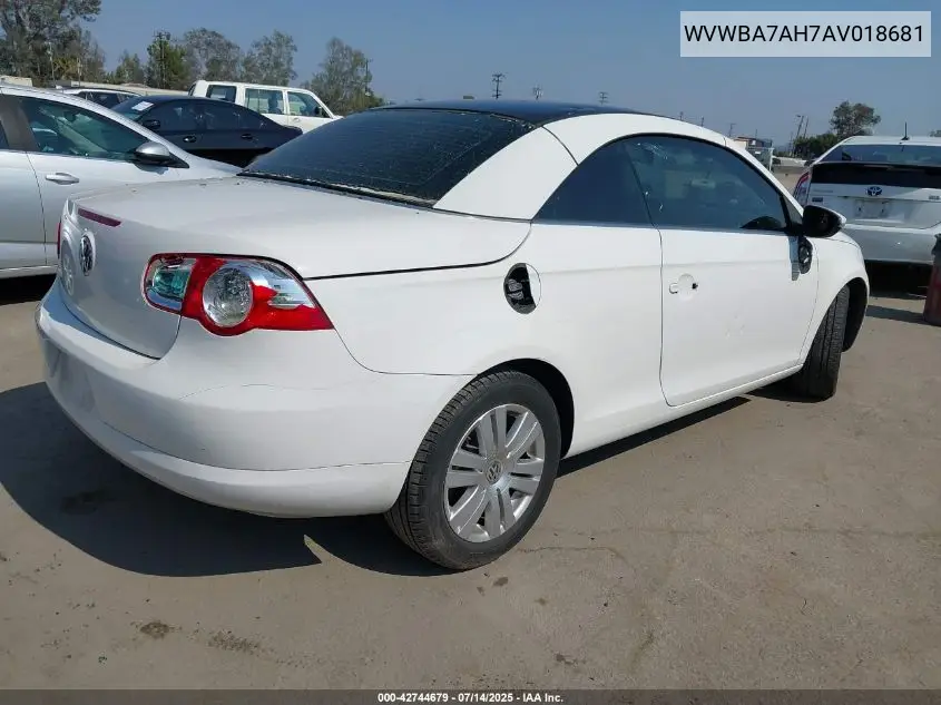 2010 Volkswagen Eos Komfort VIN: WVWBA7AH7AV018681 Lot: 42744679