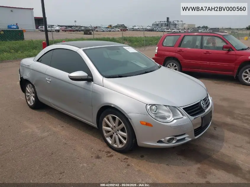 2011 Volkswagen Eos Komfort VIN: WVWBA7AH2BV000560 Lot: 42392142