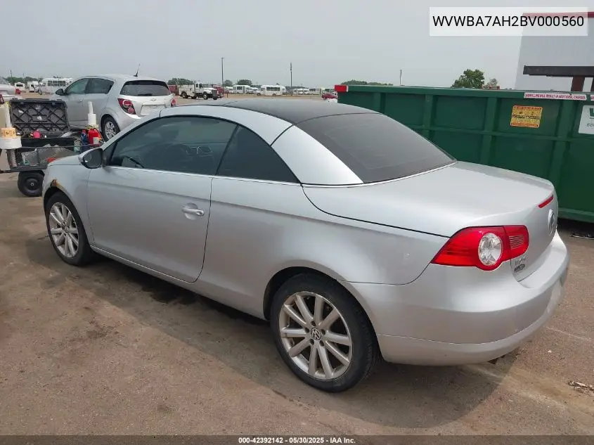 2011 Volkswagen Eos Komfort VIN: WVWBA7AH2BV000560 Lot: 42392142